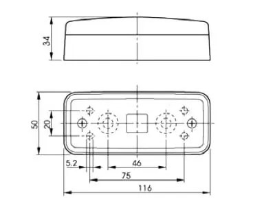 TALMU Sarkans Halogēnu Sānu Gabarītu Lukturis ar Atstarotāju - BA9s Savienojums - Attēls 2