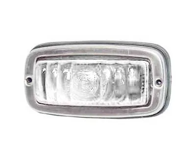 MONARK Baltais priekšējais sānu gabarīta lukturis ar tērauda pamatni, 12/24V