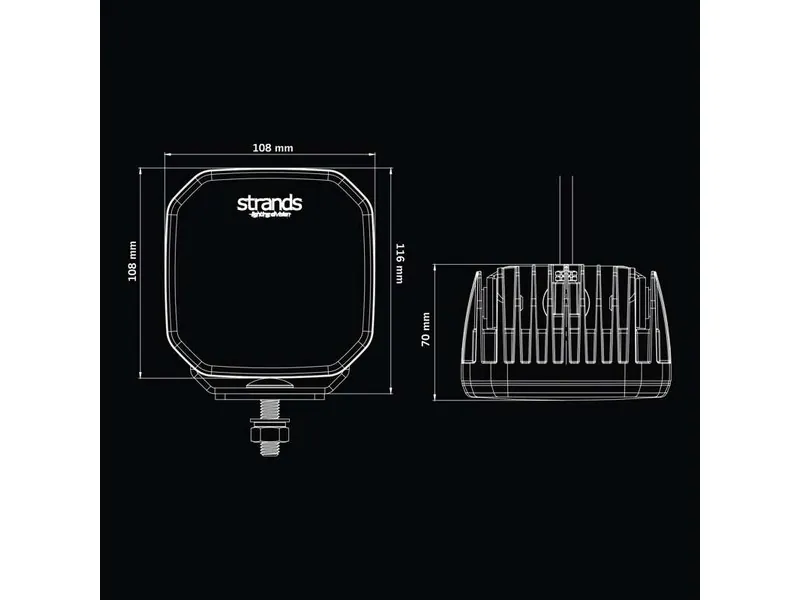STRANDS FOR9T NO-GLARE WORK LIGHT - Jaudīgs 7200lm darba lukturis ar 10-48V spriegumu un sarkanu/dzeltenu pozīcijas gaismu - Attēls 8