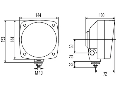 HELLA Plastmasas Priekšējais H4 Lukturis 144x144mm, Bez Spuldzes - Attēls 2
